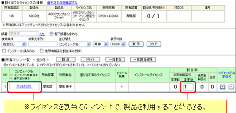 図：ライセンス割当画面