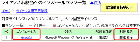 図：未割当PC詳細情報