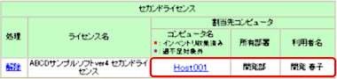 図：割当先マシン一覧　セカンドライセンス表示欄