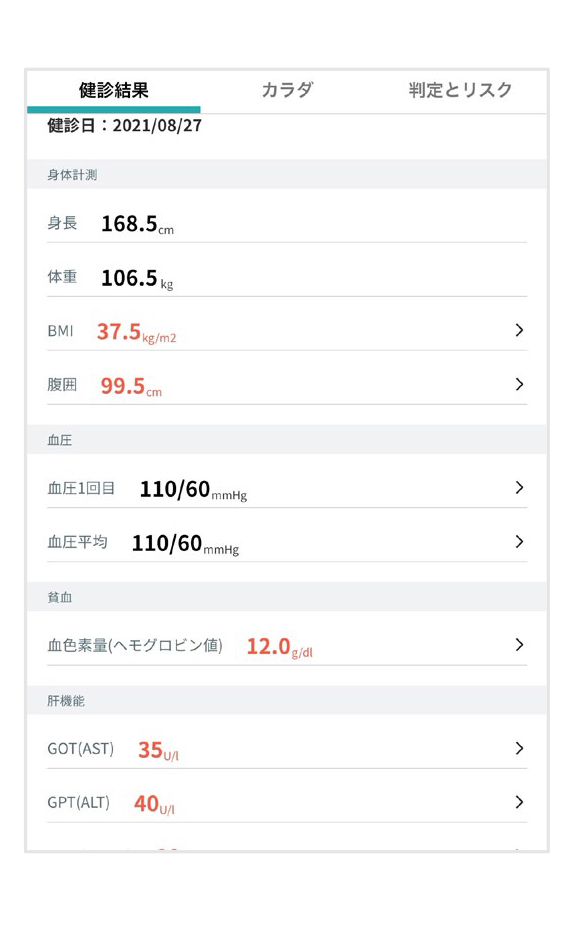 健診結果の参照