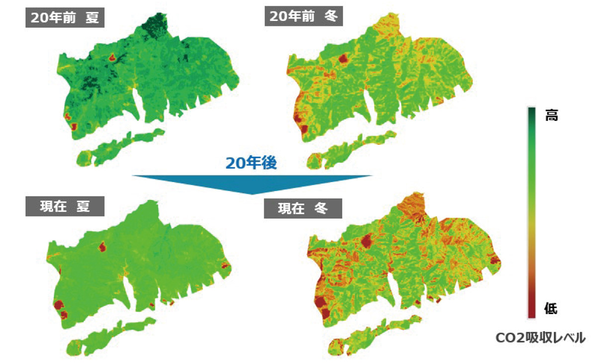 CO2吸収レベル分布図(20年前比較）