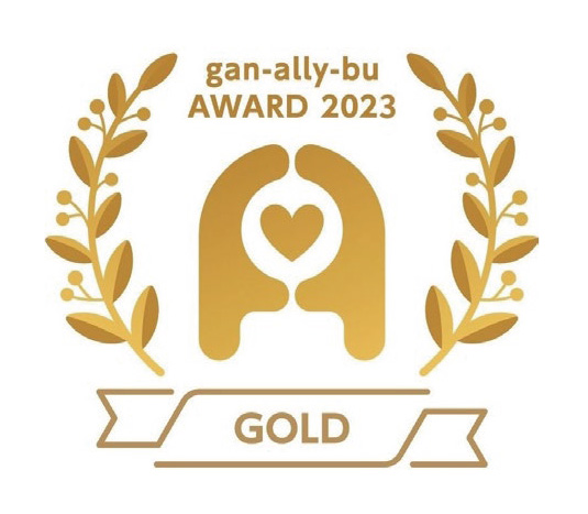 日立システムズとグループ4社が受賞した「がんアライアワード2023 GOLD」ロゴ
