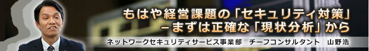 もはや経営課題の「セキュリティ対策」－まずは正確な「現状分析」から：ネットワークセキュリティサービス事業部　チーフコンサルタント　山野浩