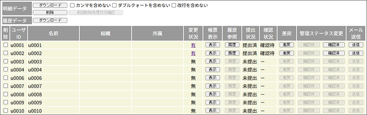 アンケート管理画面