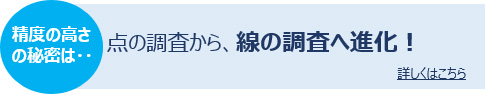 精度の高さの秘密は・・点の調査から、線の調査へ進化！詳しくはこちら