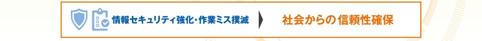 情報セキュリティ強化・作業ミス撲滅→社会からの信頼性確保