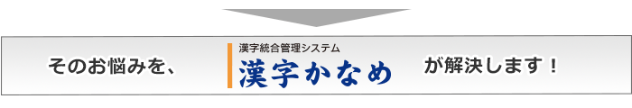 そのお悩みを、漢字統合管理システム「漢字かなめ」が解決します！